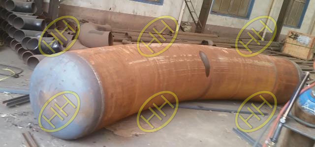 Hot induction bend ready for burst proof test in Hebei Haihao
