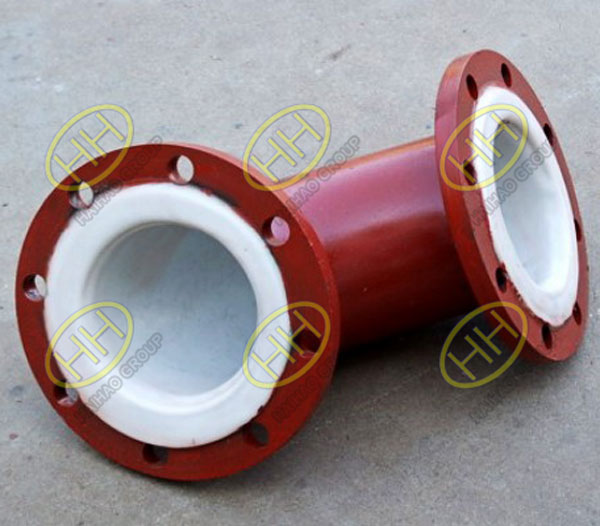 Plastic lined flanged 90 degree elbow