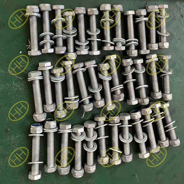 Hot dip galvanized bolt, nut and washer assemblies supplied by Haihao Group for Singapore pipeline project