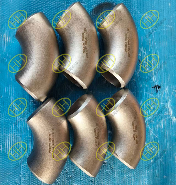 ASTM A815 UNS S31803 duplex stainless steel 2 inch Sch 80 90 degree seamless elbows manufactured by Haihao Group
